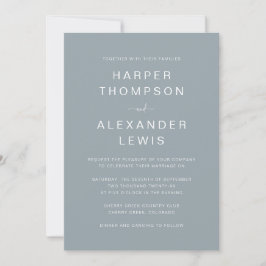 Convite Casamento Minimalista com Tipografia Moderna em Az