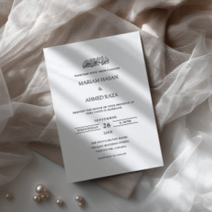 Convite Casamento Minimalista Contemporâneo Preto Escrito