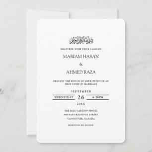 Convite Casamento Minimalista Contemporâneo Preto Islâmico