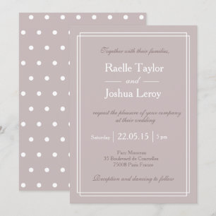Convite Casamento minimalista cor-de-rosa branco com bolin