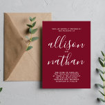 Convite Casamento Minimalista da Borgonha 1<br><div class="desc">Este simples e maravilhoso convite de casamento é perfeito para o minimalista de todos nós! Por favor,  entre em contato comigo se você quiser ajuda para personalizar a parte de texto deste convite para casamento.</div>
