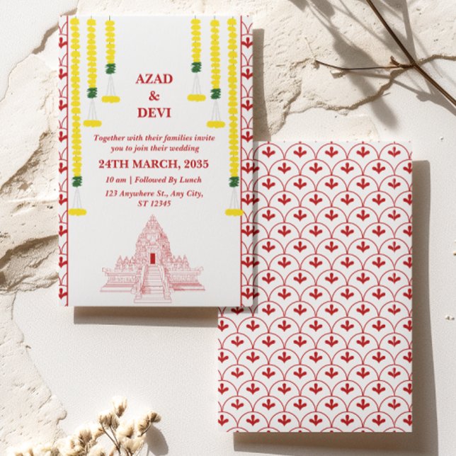 Convite Casamento Minimalista da Índia Meridional (Criador carregado)