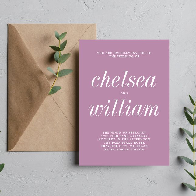 Convite Casamento Minimalista da Lavanda Simplicity 2 (Criador carregado)