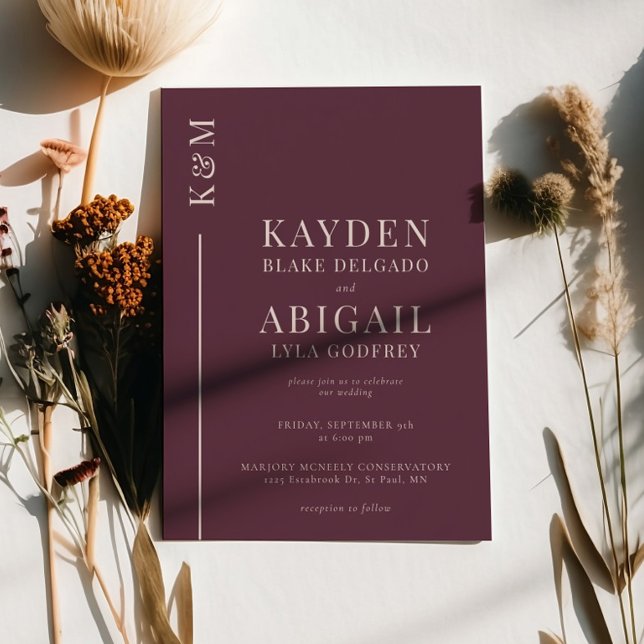 Convite Casamento Minimalista da Linha Limpa Mauve (Criador carregado)