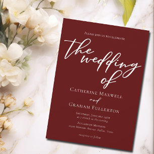 Convite Casamento Minimalista da Tipografia Burgundy Elega