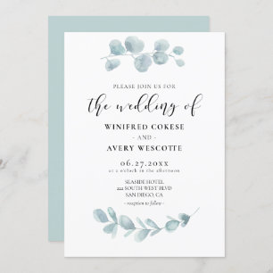 Convite Casamento minimalista de água verde