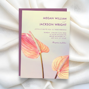 Convite Casamento minimalista de Anthurium floral estético