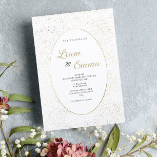 Convite Casamento minimalista de brilho branco confete