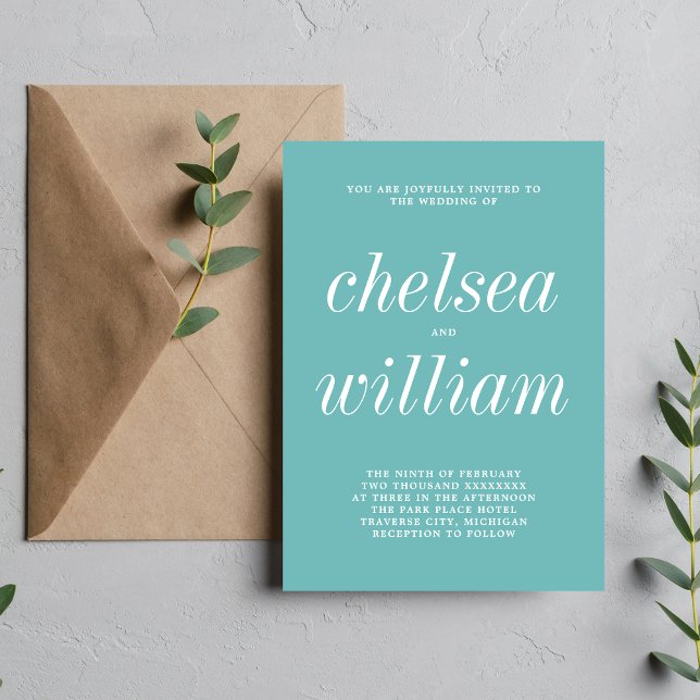 Convite Casamento Minimalista de Caribe Simplicity 2 (Criador carregado)