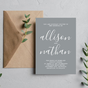 Convite Casamento Minimalista De Cinzas De Simplicidade Ve