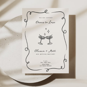 Convite Casamento Minimalista de Cocktail Whimsical