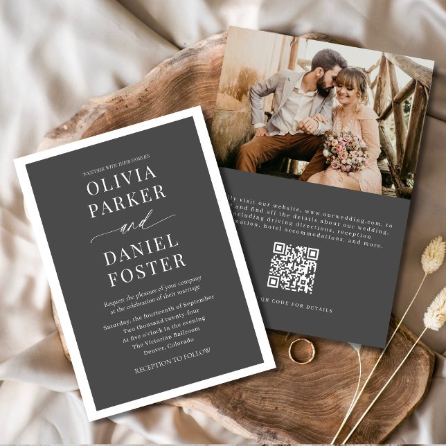 Convite Casamento Minimalista de Código QR Elegante Clássi (Criador carregado)