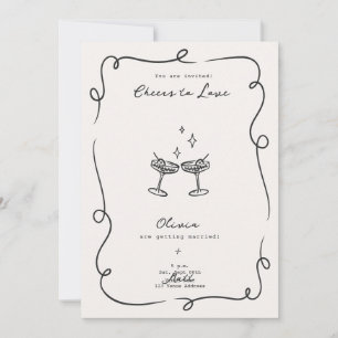 Convite Casamento Minimalista de Coquetel Caprichoso