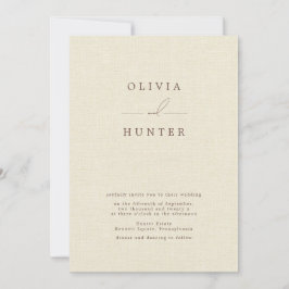 Convite Casamento Minimalista de Cream Faux Linen