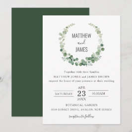 Convite Casamento Minimalista de Eucalyptus Greenery Gay