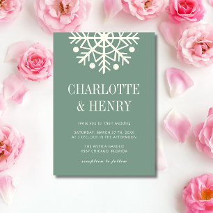 Convite Casamento Minimalista de Floco de Neve de Eucalipt