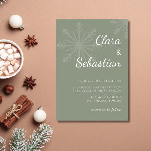 Convite Casamento Minimalista de Floco de Neve de Natal em