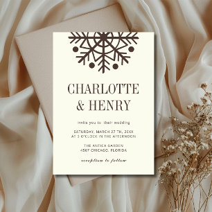 Convite Casamento Minimalista de Floco de Neve Espresso e