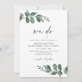Convite Casamento Minimalista de Folhagem Simples