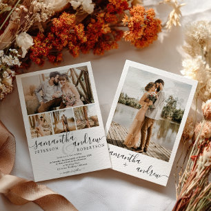 Convite Casamento Minimalista de Foto Branco 5 Chic Modern