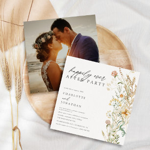 Convite Casamento Minimalista de Fuga com Flores Silvestre