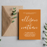 Convite Casamento Minimalista De Manuscrito De Pumpkin Ver<br><div class="desc">Este simples e maravilhoso convite de casamento é perfeito para o minimalista de todos nós! Por favor,  entre em contato comigo se você quiser ajuda para personalizar a parte de texto deste convite para casamento.</div>