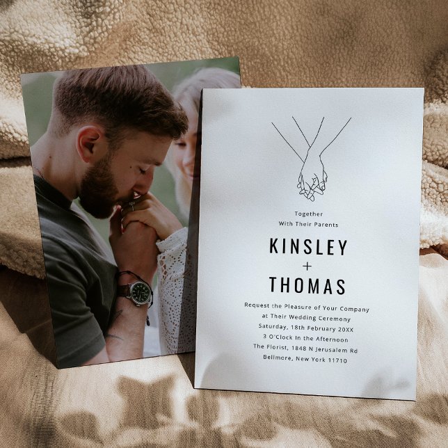 Convite Casamento Minimalista de mãos dadas (Criador carregado)