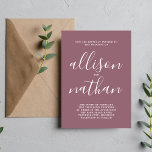 Convite Casamento Minimalista de Mauve Dusk 1 Verdadeira S<br><div class="desc">Este simples e maravilhoso convite de casamento é perfeito para o minimalista de todos nós! Por favor,  entre em contato comigo se você quiser ajuda para personalizar a parte de texto deste convite para casamento.</div>