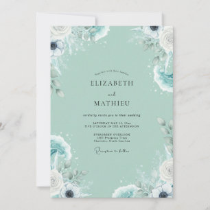 Convite Casamento Minimalista de Ranunculus Pintados com S