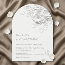 Casamento Minimalista de Rosas Florais em Relevo F