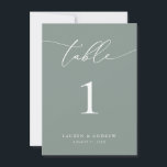 Convite Casamento Minimalista de Sage Olive Green | Person<br><div class="desc">(**NOTA: Para solicitar, basta ajustar o número da tabela (e o nome/data) e adicionar cada número ao carrinho separadamente. Selecione "No Envelope" e, em seguida, faça o check-out depois de terminar.) Belo, elegante, moderno e minimalista, cartão de número de mesa. Totalmente personalizável com seus nomes (ou Nome do Evento) e...</div>