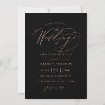 Casamento Minimalista de Script Rosa Negro Elegant