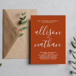 Convite Casamento Minimalista de Script Rust True Simplici<br><div class="desc">Este simples e maravilhoso convite de casamento é perfeito para o minimalista de todos nós! Por favor,  entre em contato comigo se você quiser ajuda para personalizar a parte de texto deste convite para casamento.</div>