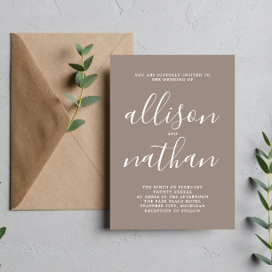 Convite Casamento Minimalista de Taupe