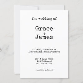 Convite Casamento Minimalista de Texto Simples