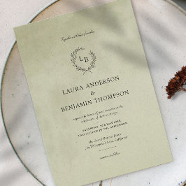 Convite Casamento Minimalista de Textura de Veludo Verde S