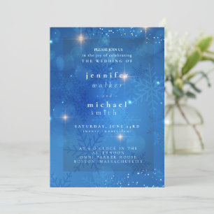 Convite Casamento Minimalista de Winter Dusty Blue Mountai