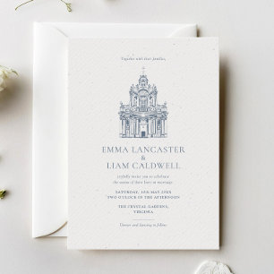 Convite Casamento Minimalista do Church Venue Sketch