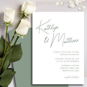 Convite Casamento Minimalista Do Esboço Sage Green