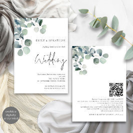 Convite Casamento Minimalista do Eucalyptus Script Sage