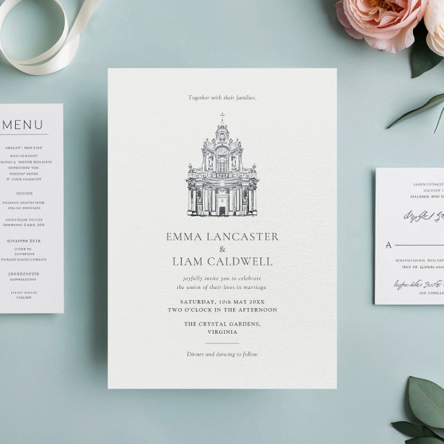 Convite Casamento Minimalista do Local Clássico (Criador carregado)