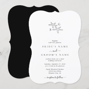 Convite Casamento Minimalista do Monograma da Praia de Sta