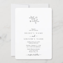 Convite Casamento Minimalista do Monograma da Praia de Sta