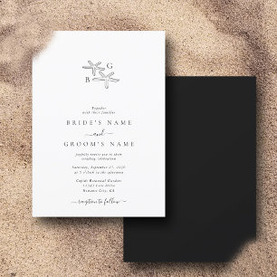 Convite Casamento Minimalista do Monograma da Praia de Sta