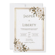 Casamento Minimalista Dourado Branco Floral Rústic