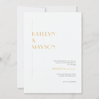 Convite Casamento minimalista Dourado e marfim