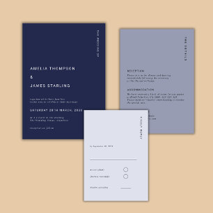 Convite Casamento Minimalista e Chic Azul Marinho Moderno