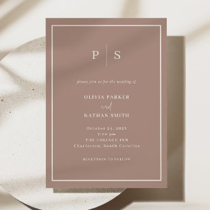 Convite Casamento Minimalista e Chic com Borda Creme Branc