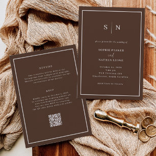 Convite Casamento Minimalista e Elegante Bordô Tudo em U