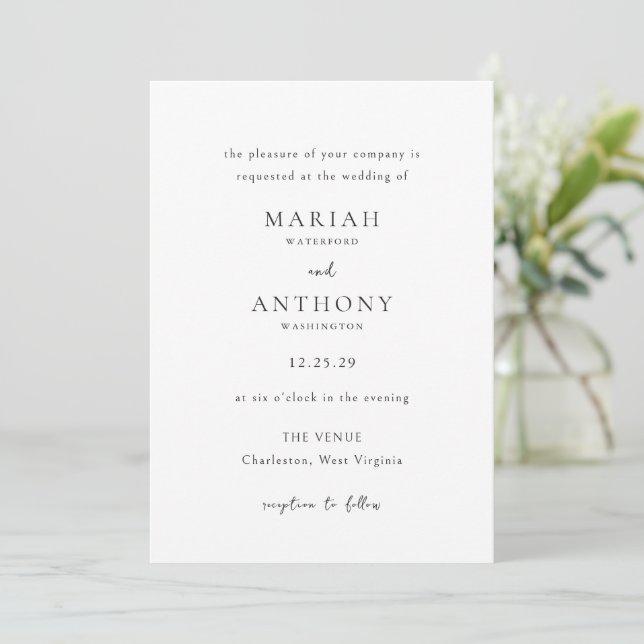 Convite Casamento Minimalista Elegante (Em pé/Frente)